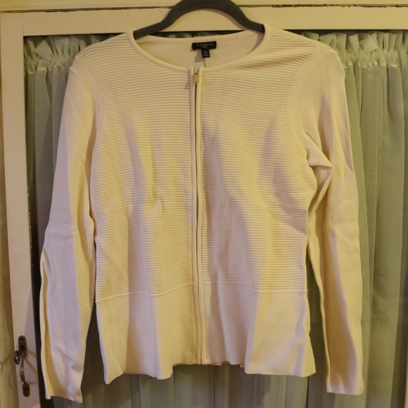 NEW Talbots Creme Ribbed Zip-Up - Picture 1 of 5